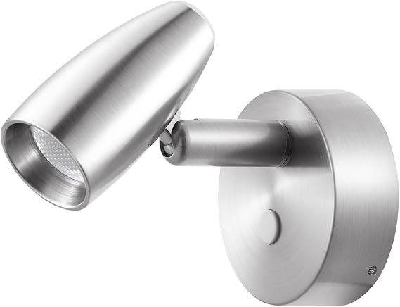 RV Reading Light 12V Swivel LED Spotlight with Quick USB Charger & Blue Nightlight, Camper Van Travel Trailer Bedroom Reading Light,3-1/2" Length,12-24VDC Hard-Wired (Brushed Nickel)