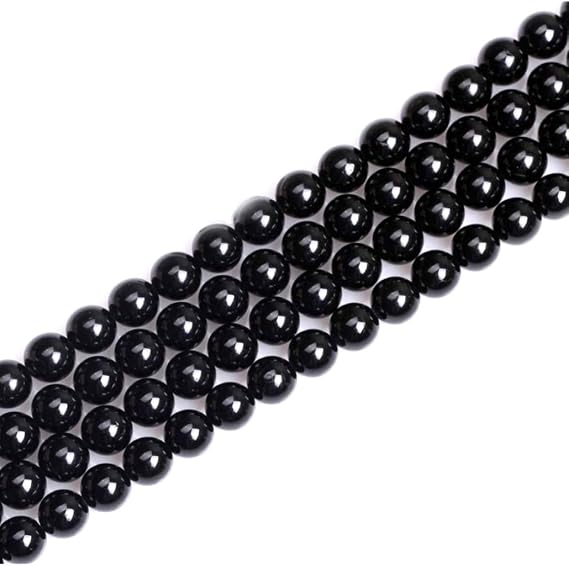 45pcs Adabele Natural Grade A Black Tourmaline Gemstone 8mm Round Beads