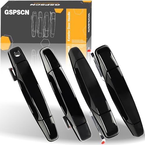 GSPSCN 4Pcs Exterior Black Door Handle Front Rear Driver & Passenger for 2007-2014 Chevy Avalanche Tahoe Silverado Suburban & GMC Sierra Yukon & Cadillac Escalade | OEM# 22738722,22738721,20828258