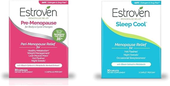 Estroven Menopause Relief Bundle with Pre-Menopause 30 Ct and Sleep Cool 30 Ct