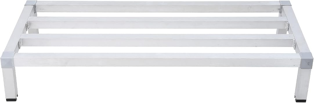 48" x 20" x 8" Aluminum Dunnage Rack | 1000 Lb Capacity | Low Shelf for Off-Floor Storage in Restaurants, Kitchens, Supermarkets, and Grocery Stores