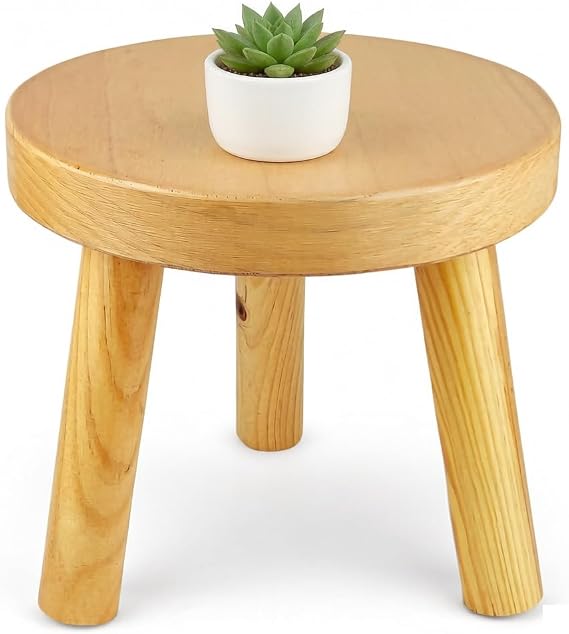 Small Wooden Stool Round Milking Stool Wooden Plant Stand