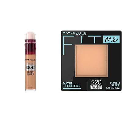 Maybelline Instant Age Rewind Dark Circles Concealer with Matte  Poreless Pressed Powder, 130 Natural Beige