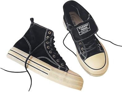 High-top Thick-Soled Men's Student Canvas Shoes - Fashionable, Youthful and Energetic. Anti-Slip and Durable Sole.