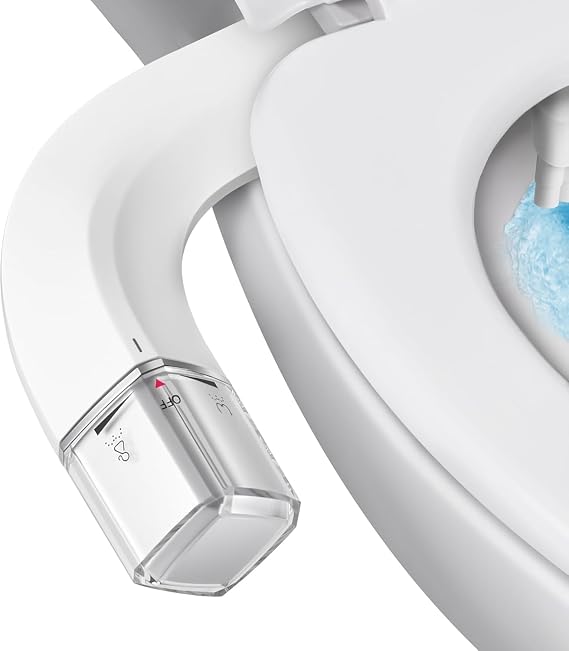 Ultra Slim Bidet Dual Nozzle Bidet Attachment for Toilet Bidet Toilet Seat Attachment with Pressure Control Female/Post Wash Ultra Fast Disassembly Design, Non-Electric Bidet