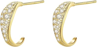 Womens 925 Sterling Silver 14K Gold Plated Drop Earrings Simple fashion Snake Earrings with Zirconia