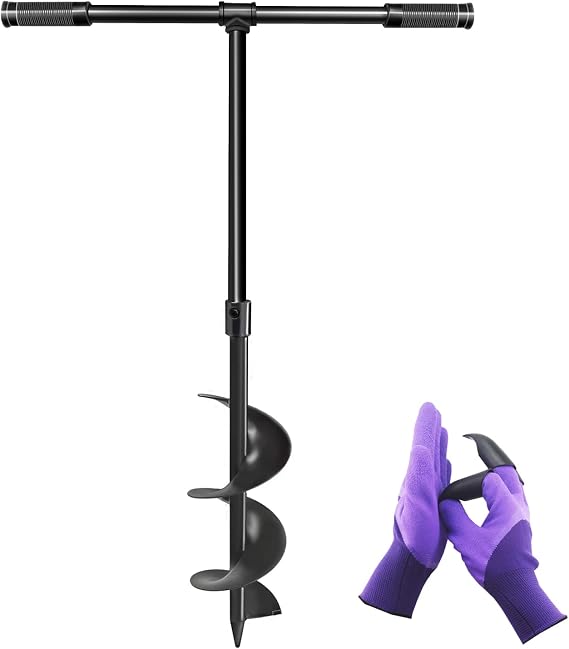 LONGRUN Hand Earth Drill Hand Drill Earth Drill 150 mm x 960 mm Earth Hole Drill Garden Drill Plant Drill Pile Drill Made of Manganese Steel Flower Planters Auger for Plants Holes Digging