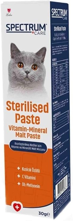 Spectrum Care Kısırlaştırılmıştırlaştırılmış Kediler için Vitaminli Malt Paste 30 Gram