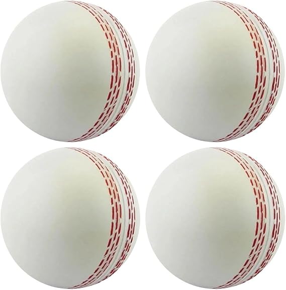 Pack of 4 Cricket Balls for Training Coaching Training and Excellent Bounce Skills. Soft Cricket Ball Hand Stitched Seam For All Ages