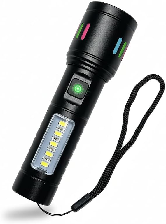 Orret Home 2000 Lümen Şarjlı El Feneri – 6 Işık Modlu Metal Kasalı, Zoom Özellikli, Type-C Şarj Girişli, Suya Dayanıklı Güçlü Led Fener, Kamp ve Acil Durum Aydınlatma Lambası (El Feneri) [Enerji Sınıfı A+++]