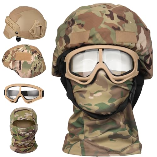 Airsoft Helmet,Black Tactical Helmet with Airsoft Accessories,Tactical Airsoft Gear