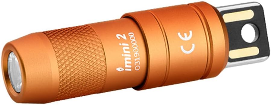OLIGHT IMINI 2 Keychain Light 50 Lumens EDC Rechargeable Mini Torch, Magnetic Base Lamp with Integrated USB Plug, High Performance Compact LED Flashlight for Daily Carry (Orange) [Energy Class A]