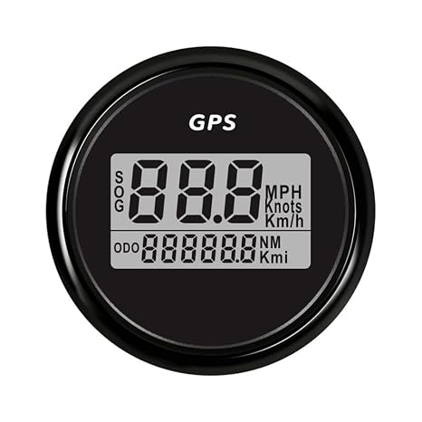 ELING 2 inch GPS Speedometer Odometer Digital Speed Gauge 12 24 Volt for Car Trucks Motorbike Golf Cart (Black+Black)