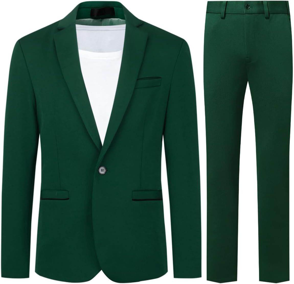 All-themed Mens Stretch 2-Piece Suit Slim Fit Business Wedding Suit 1 Button for Men