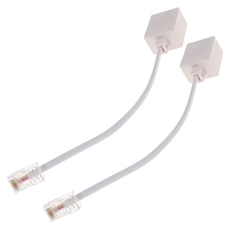 Telephone Copper Converter Adapter Rj11 to Rj45 2pcs to Ethernet, Cable with Abs Material Practical Signal Transmission White Colour for Suitable for Home and Office Use