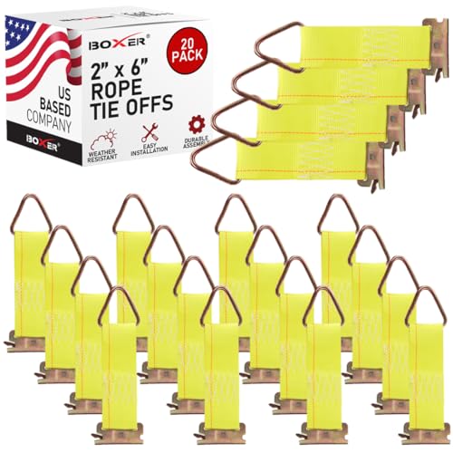 BoxerTool E-Track 2 x 6 Rope Tie Offs 20-Pack E Track Accessories - Rope Tie-Off Cargo Tie-Downs wE-Track Spring Fittings for Load Securement Tie-Down in Pickups, Trailers, Trucks, Vans, Cars