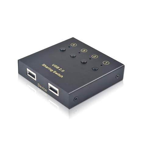 USB Switch for 4 Computers and 2 Devices - 2.0 Peripheral Switch for Mouse Keyboard Scanner Printer