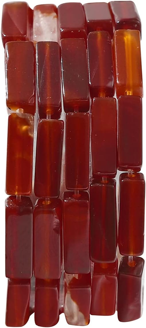 BEADIA Natural Red Agate Tube Beads 13x4mm 30pcs Rectangle Loose Semi Gemstone Beads for Jewelry Making Design