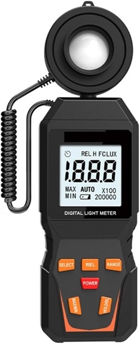 Lux Meter Digital Light Meter Max 200,000Lux Luxmeter Luminance Lux Fc Test Illuminometers Photometer Auto LCD Illuminometer Large Measuring Range and High Precision