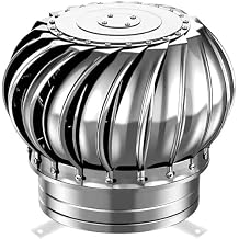 Stainless Steel 304 Roof Wind Rotating Turbine Cap Vent - 4 8 10 12Inch Roof Vents - Attic Air Vent Exhaust Wind Turbines Cap Roof Flue Vent - Ventilating Fan, 300mm/11.8in
