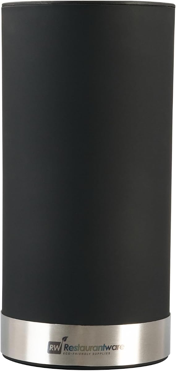 Restaurantware-Sensei 4.3 x 8.8 Inch Round Knife Block, 1 Round Slotted Knife Holder - Soft Touch, Holds 9 Knives, Black Plastic Universal Knife Holder, For Easy Storage,