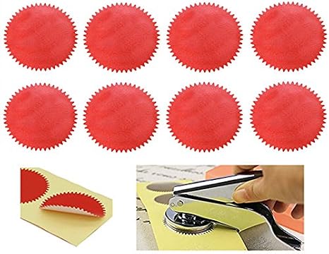 MDLG 100Pcs Blank Metallic Red Embossed Certificate Seals Stickers with Scallop Edge Embossed Certificate Seals Stickers Stamp Sealing Certificate Self-Adhesive Seal Sticker