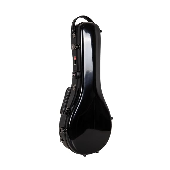 Crossrock A-style Mandolin Case fits Gibson A4 | 100% Fiberglass Hardshell with Brand Latches, TSA Lock, and Detachable Straps-Black (CRF2020MAGBK)