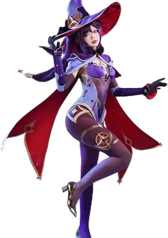 KIRA KIRA Game Genshin Impact Cosplay Costume Doki-SSR Cute Halloween Outfits for Women (Mona, M)