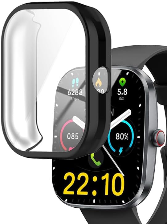 Watch Cases compatible with Soudorv Kuizil T70 1.91” Smart Watch, TPU Case with Screen Protector, Protecting Watch Body & Screen Black