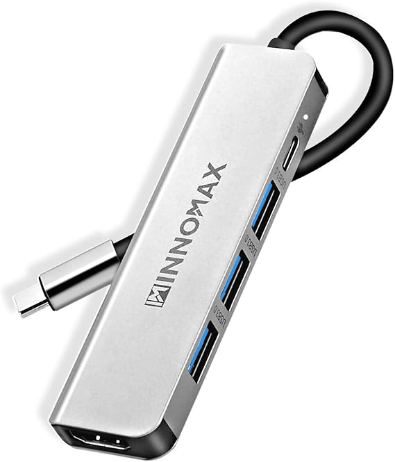 USB C to USB Hub, INNOMAX Aluminum USB Type C to 4K HDMI Adapter with 3 USB 3.0 Ports, 100W Power Delivery, Thunderbolt 3 USB 3.0 Dongle for MacBook Pro Air, iPad Pro, Dell, Chromebook and More
