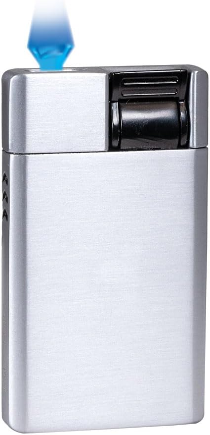 Vertigo Carrera Single Torch Flat Flame Lighter (Without Lighter Fluid) (Silver)