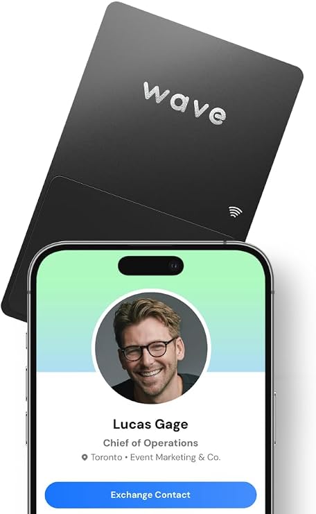 Metal Digital Business Card by Wave - Includes NFC Card, Smart Card Tap Feature, QR Code & Electronic Contact Sharing (Stainless Steel)