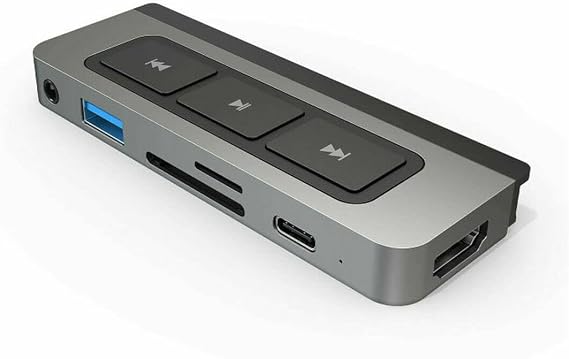 HyperDrive iPad USB C Hub with Media Player Shortcut Buttons, includes HDMI 4K60Hz, USB-C 5Gbps, USB-A 5Gbps, MicroSD/SD Card Reader, 3.5mm Headphone Jack, Endless Entertainment for iPad Pro Air Mini