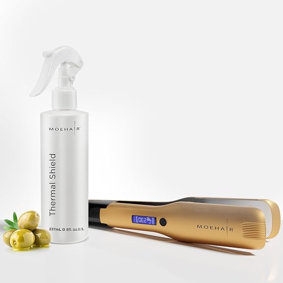 MOEHAIR Hair Styling Kit For Effortless Hairdos At Home | Heat Protectant Spray & Hair Straightener
