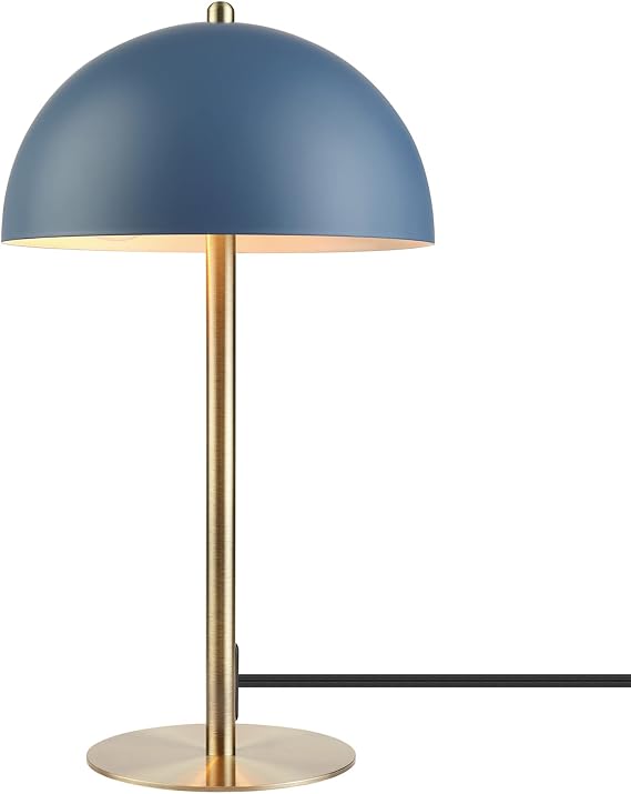 Globe Electric 15" Matte Blue Desk Lamp with Matte Brass Accents