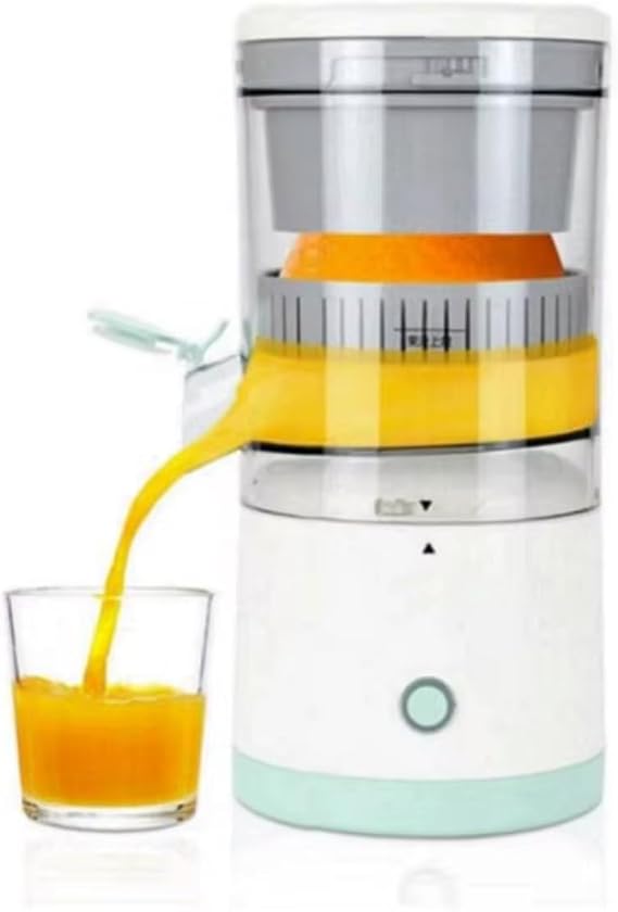 Electric Citrus Juicer, Automatic Orange Juice Extractor, White and Mint Green, Kitchen Appliance with Pour Spout