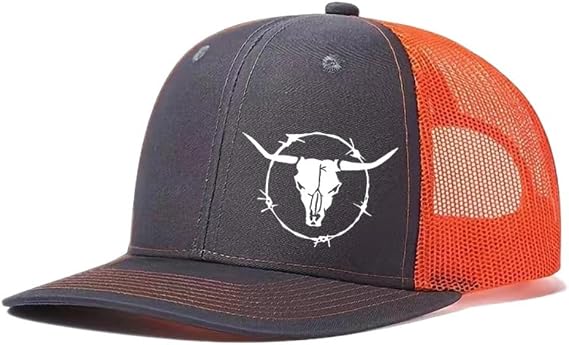 Bull's Head Trucker Hat Snapback for Men,Printed Mesh Caps,Trucker Hats,dad Hats,Adjustable Outdoor Quick-Dry Hat