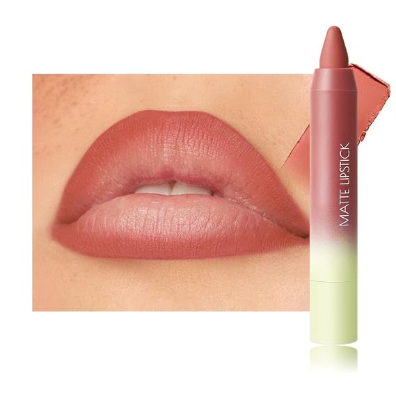 BINGBRUSH 2in1 Matte Lip Liner and Lipstick Combo, Lipsticks for Women, Longwear Waterproof Lip Liner Pencil, Matte lipstick Smudge Proof Lip Combo sets, Women's Long Lasting Lip Makeup (2#Peach Heat)