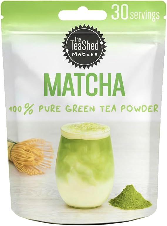 The TeaShed Matcha Powder - 100% Pure Matcha Green Tea Powder, 30g (30 Servings), Matcha Latte Powder for Drinks, Smoothies & Baking, Resealable Pouch