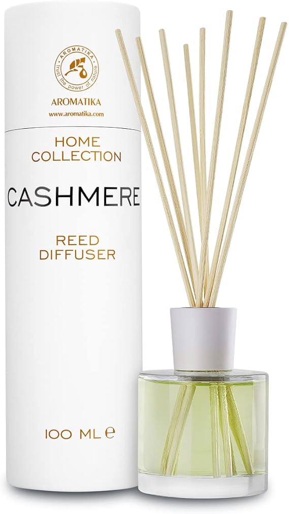 Reed Diffuser Cashmere 3.4 Fl Oz - Room Diffuser - Scented Diffusers with Bamboo Sticks - Home Fragrance - Air Freshener - Warm Scent - Fragrance for Living Room