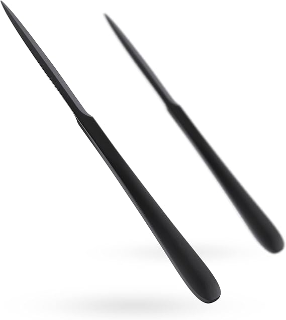 2 Pack 9" Black Metal Letter Opener with Minimalist Design, Safe Double Edge Blades and Ergonomic Long Handle, Anti-Fingerprint Long Handle, Mail Opener Paper Knife Tool Envelope Opener