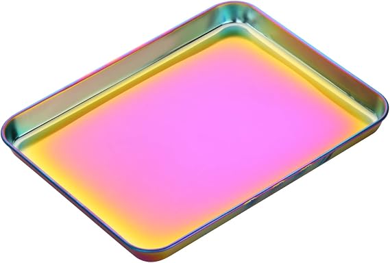 DOCBLACK Baking Tray, Stainless Steel Baking Cookie Sheet, Rimmed Pan Baking, Non Toxic & Healthy, Mirror Finish & Rust-Free, Easy Clean & Dishwasher Safe - Rainbow