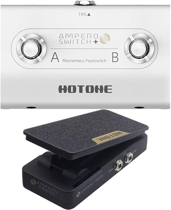 Hotone Ampero Switch+ FS-2 Dual Foot Switch and Hotone Volume Expression 2 in 1 Guitar Effects Pedal Passive EXP Ampero Press Guitar Pedal bundle