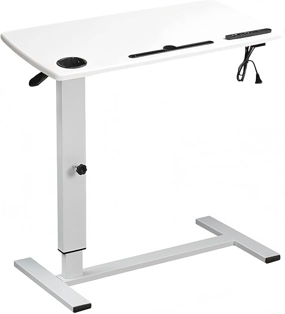 Overbed Table Hospital Bed Table Bedside Table with Hidden Wheels