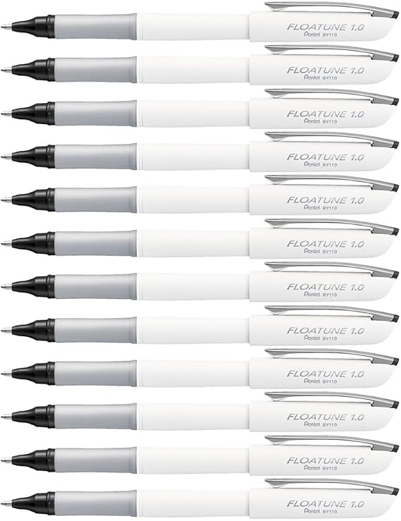 Pentel Floatune Rollerball pen, 1.0mm Bold Point, Black Ink, Pack of 12 (BY110-A)