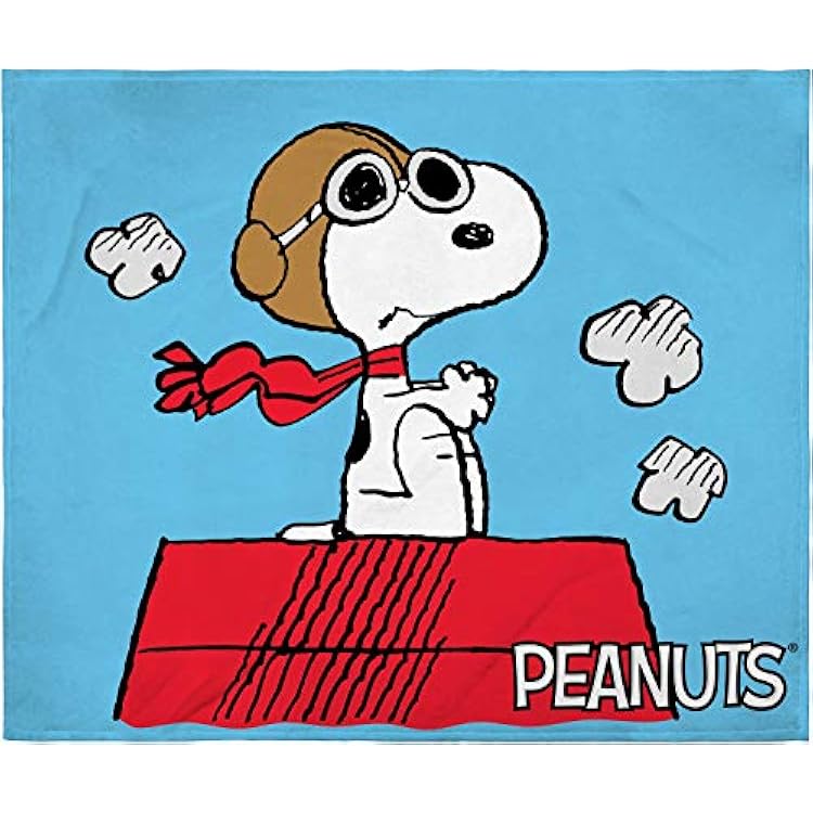 INTIMO Peanuts Snoopy The Flying Ace and The Red Baron Dogfight Fleece Plush Silk Touch Throw Blanket