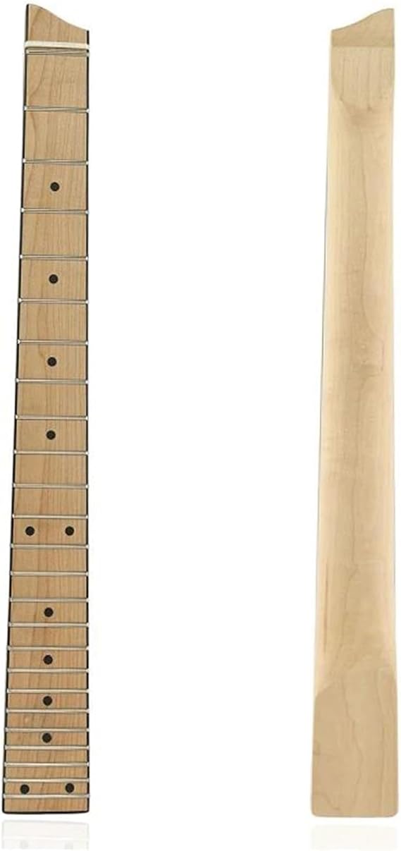 Unfinished Guitar Neck Headless Electric Guitar Bass Neck 25 Fret Maple Portable Smooth Natural Musical Dot Inlay Instrument Replacement