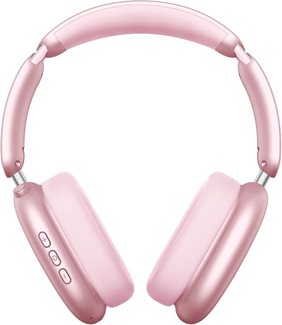 Wentronic Y02 Active Noise Cancelling Headphones, 60 Hours, 5 EQ Music Modes, Hi-Res Audio, Deep Bass, Foldable Wireless Over-Ear Bluetooth 5.4 Headset, Breathable Leather Ear Pads (Rose)