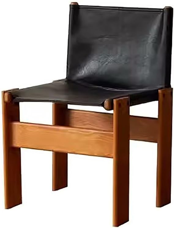Modern Dining Chairs, Mid Century PU Leather Dining Room Chairs, Wooden Armless Side Chair, for Living/Kitchen Room Bedroom (Color : Brown+Black Legs)