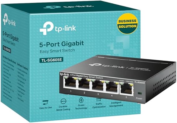 TP-Link TL-SG605E 5-Port Gigabit Managed Network Switch, Ethernet Splitter